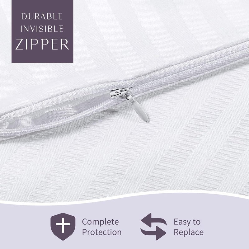 FAUNNA Zippered Pillow Protectors Cover Soft Comfortable Sateen 100% Long Staple Cotton Quiet and Breathable Bed Pillowcase Body Size 2 Pack - Image 3