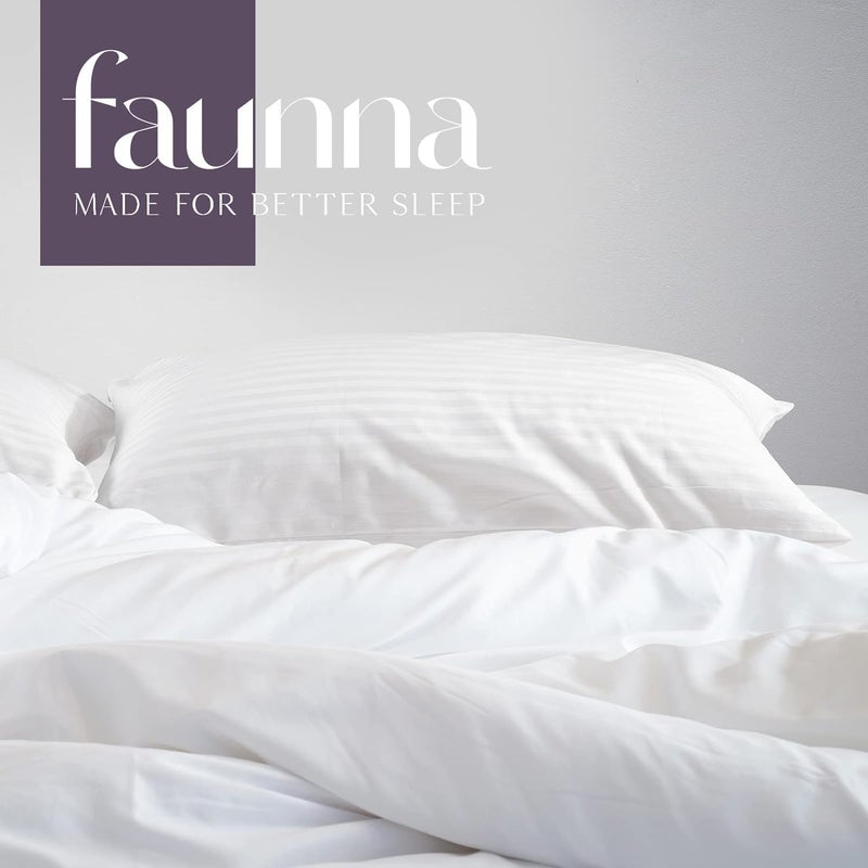 FAUNNA Zippered Pillow Protectors Cover Soft Comfortable Sateen 100% Long Staple Cotton Quiet and Breathable Bed Pillowcase Body Size 2 Pack - Image 5