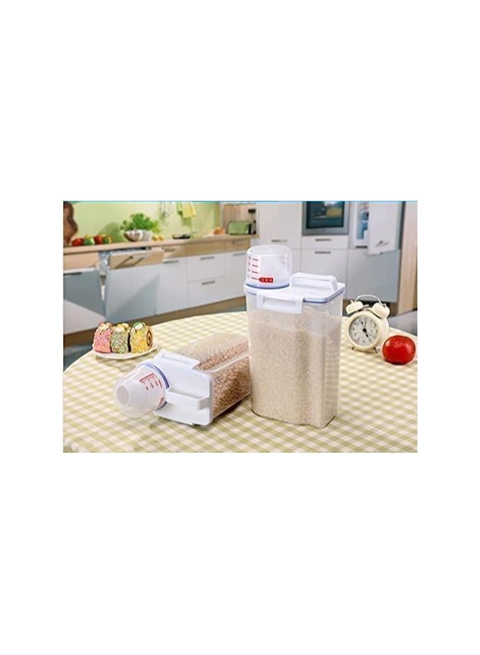 4pcs Cereal & Dry Food Storage Containers with Measuring Cup, Airtight Plastic Kitchen Storage Organizer, Clear Food Storage Box for Flour, Sugar, Rice | BPA Free Container with Locking Lids  - Image 1