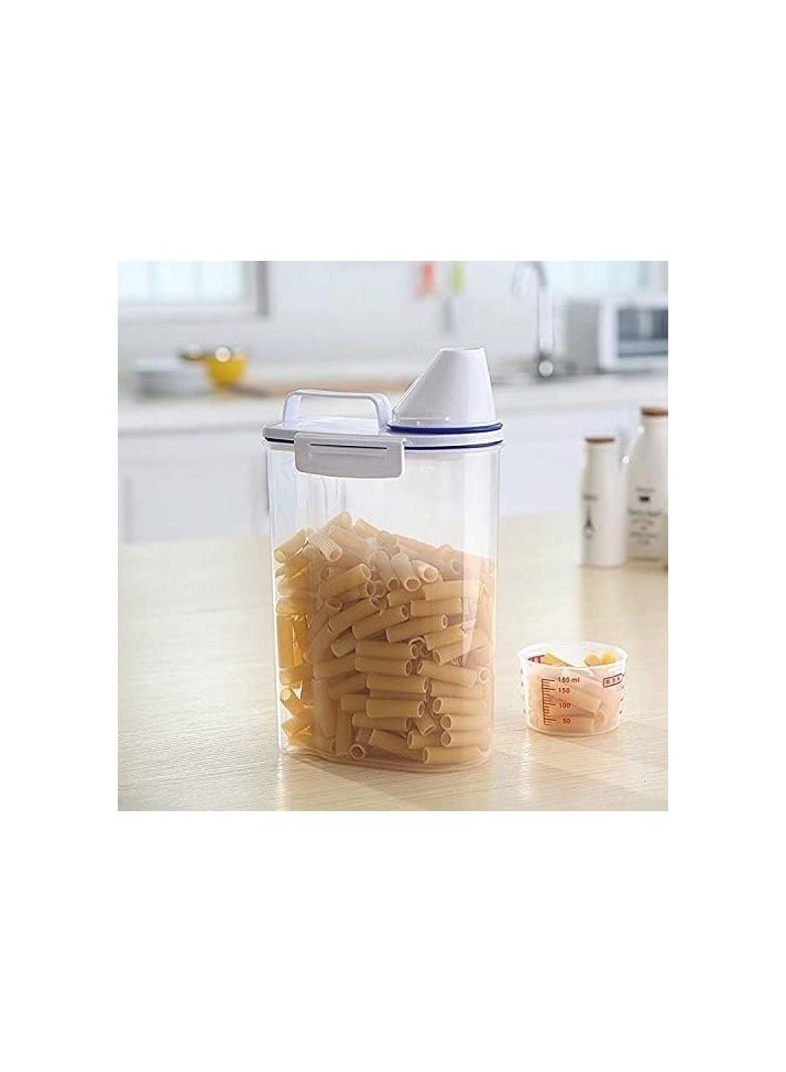 4pcs Cereal & Dry Food Storage Containers with Measuring Cup, Airtight Plastic Kitchen Storage Organizer, Clear Food Storage Box for Flour, Sugar, Rice | BPA Free Container with Locking Lids  - Image 2