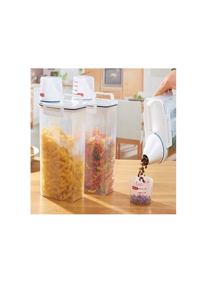 4pcs Cereal & Dry Food Storage Containers with Measuring Cup, Airtight Plastic Kitchen Storage Organizer, Clear Food Storage Box for Flour, Sugar, Rice | BPA Free Container with Locking Lids  - Image 5