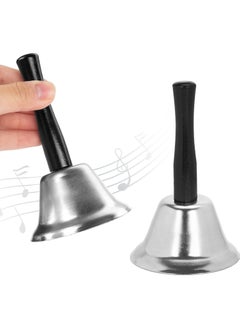 Oasisgalore 2PCS Silver Hand Bell with Handle for Dinner, Classroom, Elderly, and Pets  - Image 1