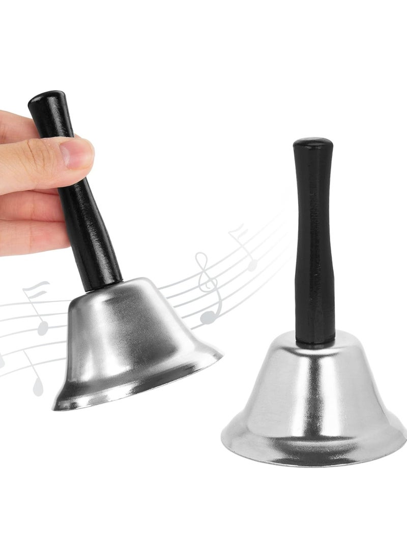 Oasisgalore 2PCS Silver Hand Bell with Handle for Dinner, Classroom, Elderly, and Pets  - Image 1