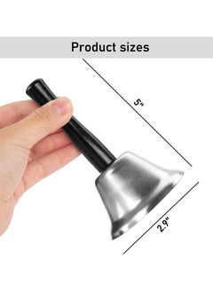 Oasisgalore 2PCS Silver Hand Bell with Handle for Dinner, Classroom, Elderly, and Pets  - Image 2