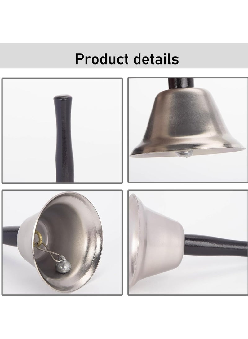 Oasisgalore 2PCS Silver Hand Bell with Handle for Dinner, Classroom, Elderly, and Pets  - Image 3