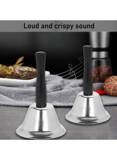 Oasisgalore 2PCS Silver Hand Bell with Handle for Dinner, Classroom, Elderly, and Pets  - Image 4