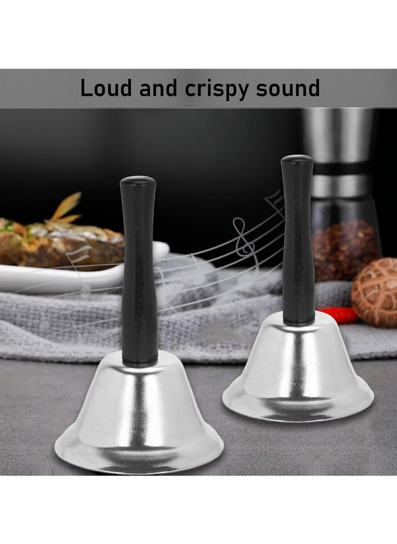Oasisgalore 2PCS Silver Hand Bell with Handle for Dinner, Classroom, Elderly, and Pets  - Image 4