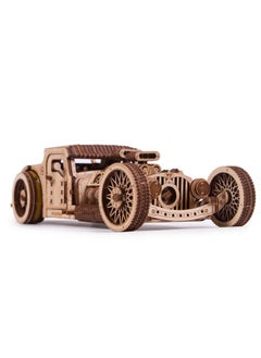 Wood Trick Wood Trick Hot Rod Wooden Model Car Kit to Build - Rides up to 32 feet - Detailed - 3D Wooden Puzzles for Adults and Kids to Build - Engineering DIY Mechanical Wood Model Kits for Adults  - Image 1