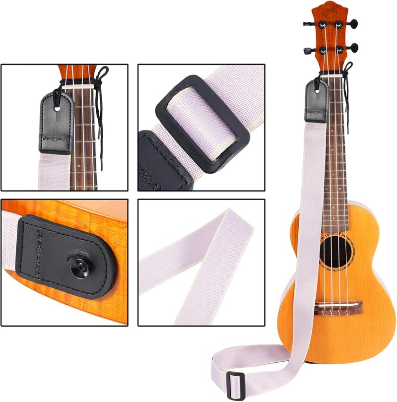 CLOUDMUSIC Ukulele Strap Tenor Concert Soprano Baritone Coloful Hawaii Floral Patterns For Adult Size Kids(Pink) - Image 2
