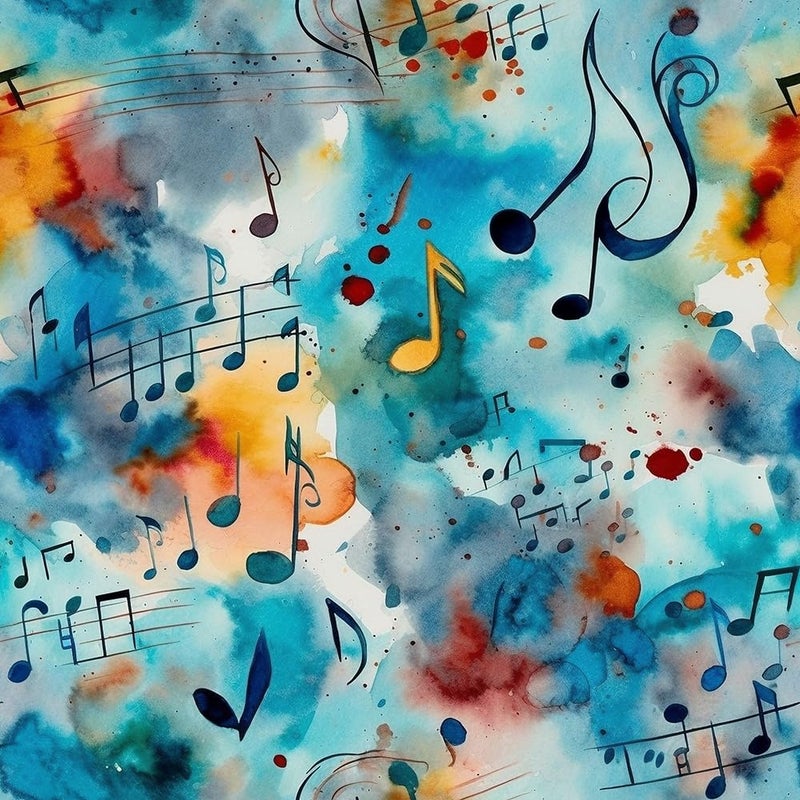REDAMANCY Blue Watercolor Music Note Abstract Ink Art Peel and Stick Wallpaper Stick on Contact Paper Vintage Wall Paper Easy Peel Off for nightstand Drawer Cabinet Renter - Image 1