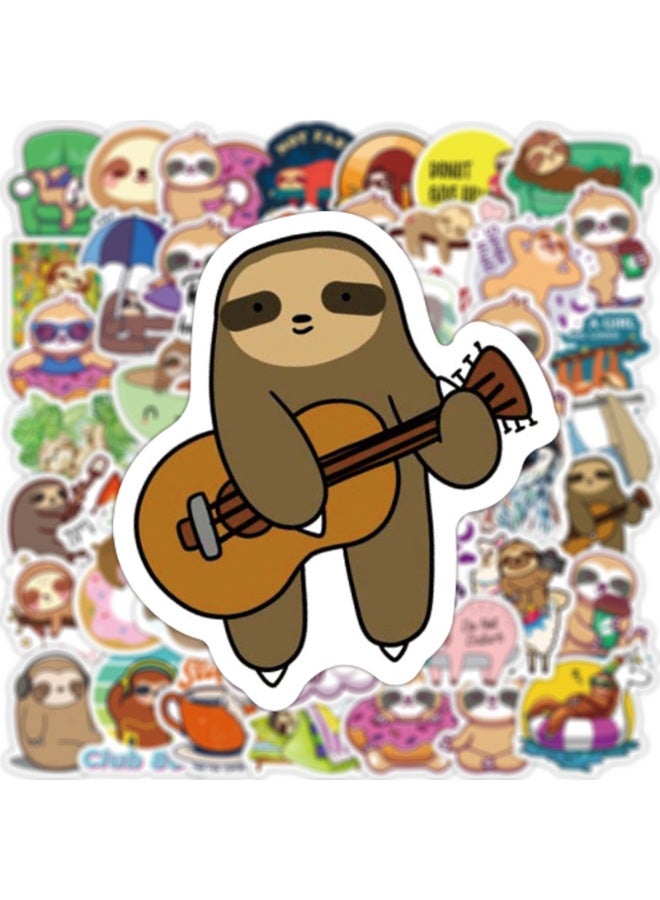 NIBEMINENT 50 Pcs Cartoon Sloth Deco Kit Waterproof Stickers, High Definition Printing Bright Colors, Suitable for Laptop Skateboard Luggage Water Bottle Guitar DIY  - Image 2