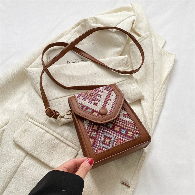 Retro Fashion Elegant Small Bag Women'S Popular Korean Shoulder Crossbody Bag 2023 Winter New Mobile Phone Bag - Image 1