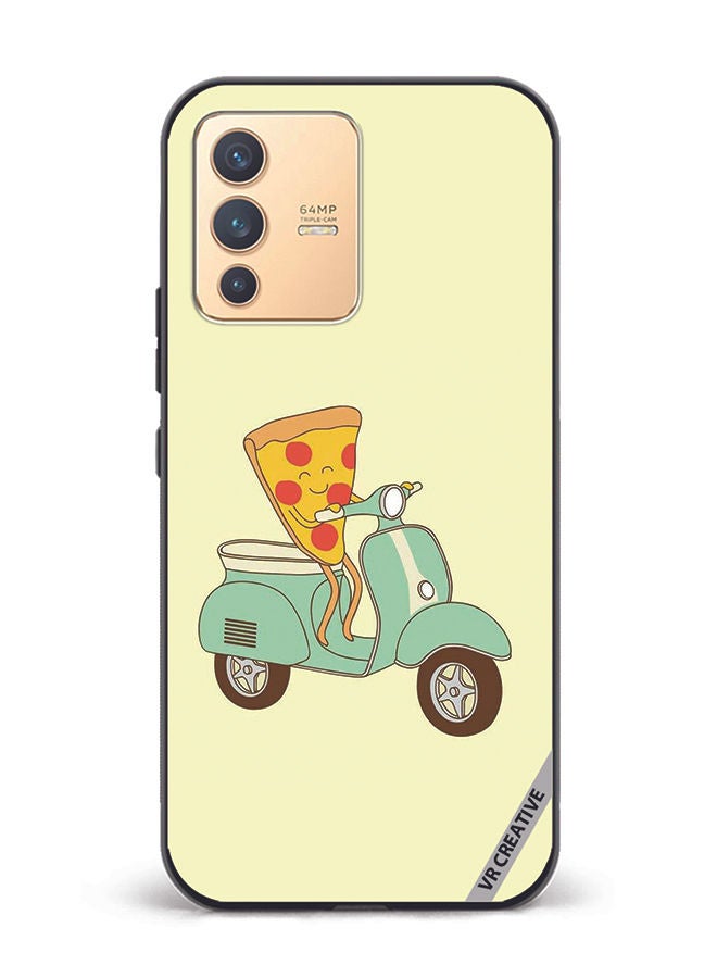 VR CREATIVE Protective Case Cover For Vivo V23 5G Pizza Riding Scooter Design Multicolour - Image 1