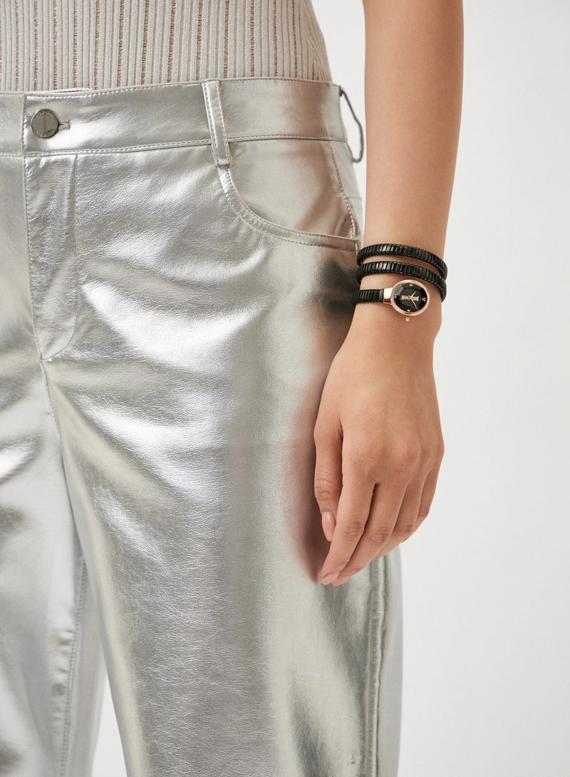Just Cavalli ساعة جاست كافالي للنساء بتصميم ثعبان بقرص أسود ولون أسود - JC1L269M0075 - Image 5