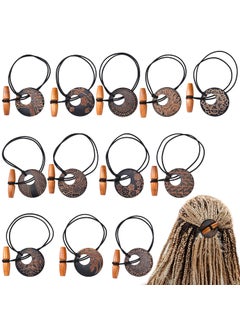 Hotop Hotop 12 Pcs Dreadlock Hair Tie Elastic Hair Tie Extra Long Rubber Band for Thick and Dreadlock 8cm in Diameter Dreads Ponytail Holders Loc Accessories Wood Carving Bands for Men Women Girls 