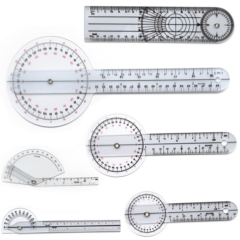 Goniometer Set of 6 with Bag360Goniometer SetIncluding 6812 inch Goniometer 8 inch Spinal Goniometer 6 inch 180Goniometer Finger Goniometer