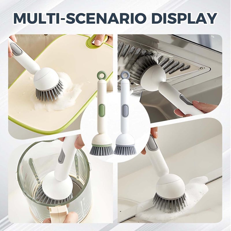 ELECDON Dish Brush Set Soap Dispensing with Adjustable Handle | Washing-Up Brushes with Refillable Scrub Head — Anti-Scratch for Kitchen & Cookware 2-Piece - Image 2