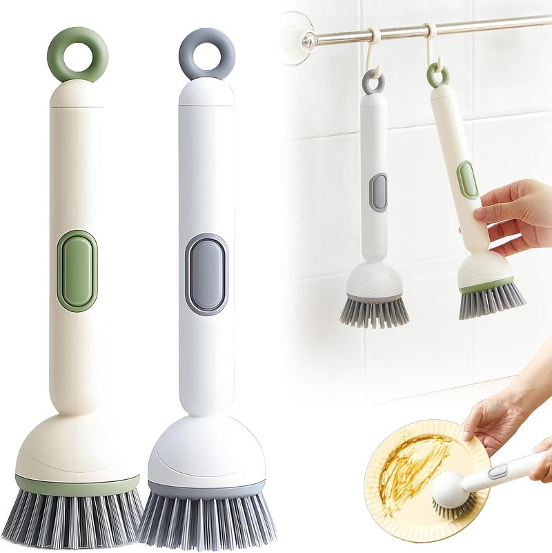 ELECDON Dish Brush Set Soap Dispensing with Adjustable Handle | Washing-Up Brushes with Refillable Scrub Head — Anti-Scratch for Kitchen & Cookware 2-Piece - Image 1