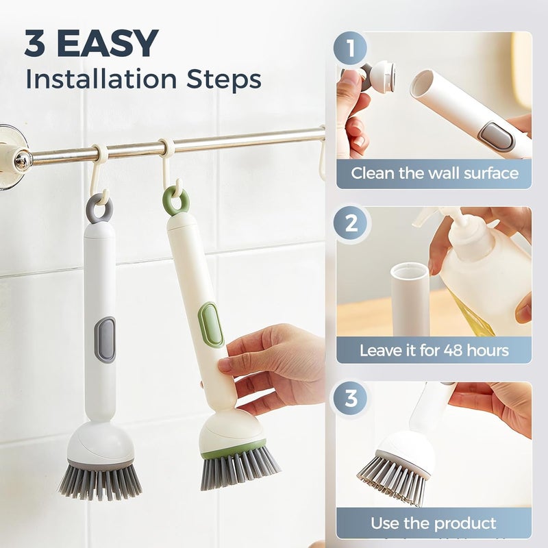 ELECDON Dish Brush Set Soap Dispensing with Adjustable Handle | Washing-Up Brushes with Refillable Scrub Head — Anti-Scratch for Kitchen & Cookware 2-Piece - Image 5