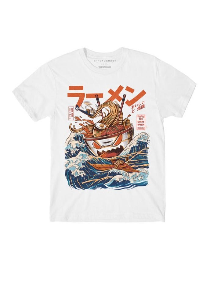 THREADCURRY Comic Boys White Printed Round Neck T-shirt - Image 1