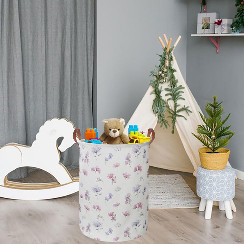 HKEC 19.7â€™â€™ Waterproof Foldable Laundry Basket, Nursery Hamper, Dirty Clothes Hamper, Books Bins, Gift Baskets, Room Decor(Watercolor Flower) - Image 2