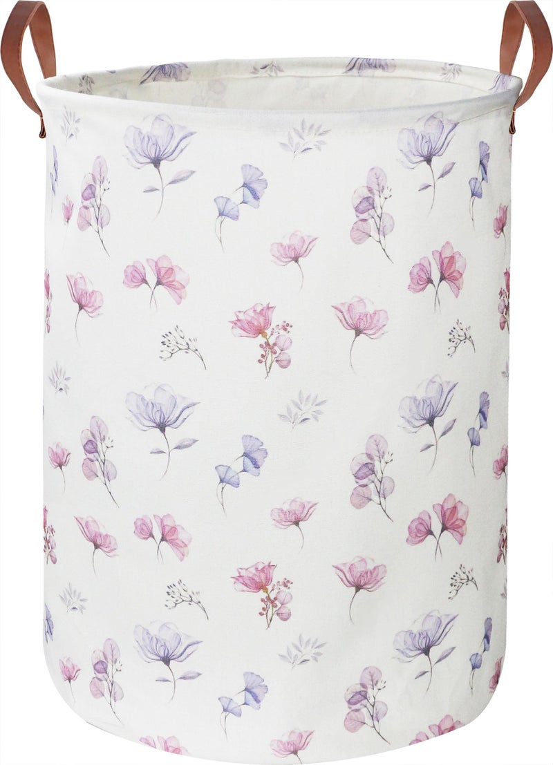 HKEC 19.7â€™â€™ Waterproof Foldable Laundry Basket, Nursery Hamper, Dirty Clothes Hamper, Books Bins, Gift Baskets, Room Decor(Watercolor Flower) - Image 1
