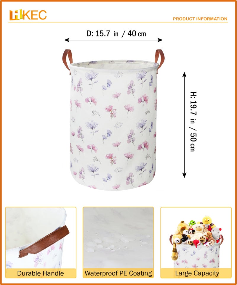 HKEC 19.7â€™â€™ Waterproof Foldable Laundry Basket, Nursery Hamper, Dirty Clothes Hamper, Books Bins, Gift Baskets, Room Decor(Watercolor Flower) - Image 5