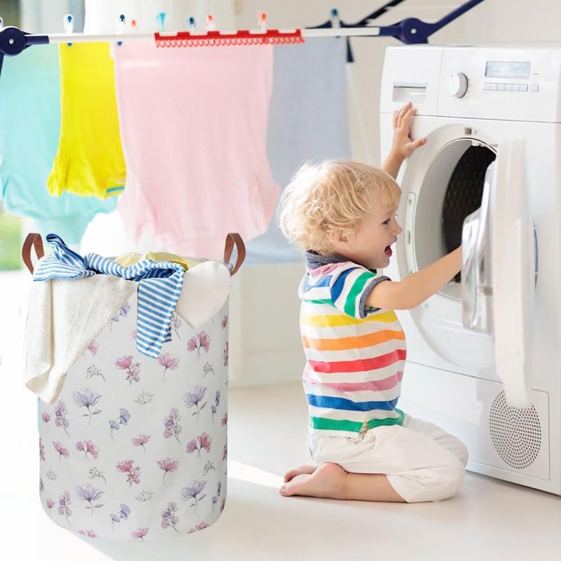 HKEC 19.7â€™â€™ Waterproof Foldable Laundry Basket, Nursery Hamper, Dirty Clothes Hamper, Books Bins, Gift Baskets, Room Decor(Watercolor Flower) - Image 4