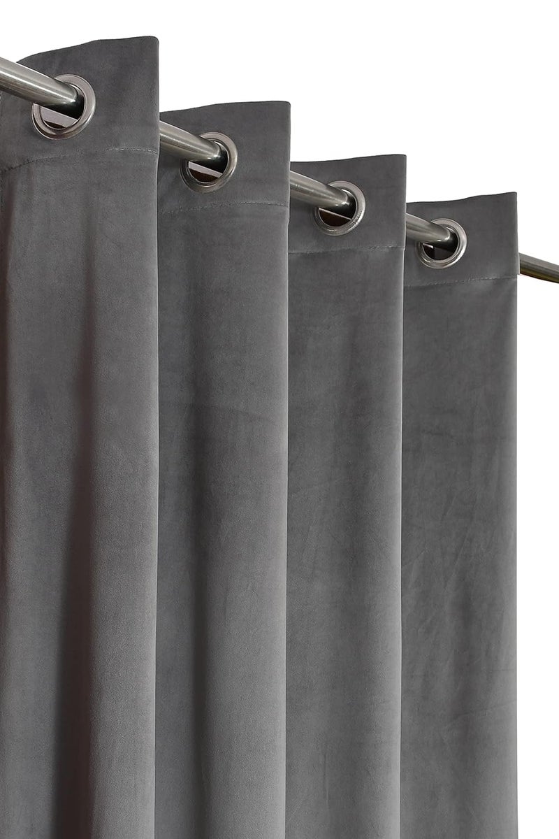 Home-Cloud Home cloud 3 Pieces Velvet Plain Semi Blackout Parda Curtains for Long Door 9 Feet Set of 3 Pcs 4 Feet x 9 Feet ColorGray  - Image 3