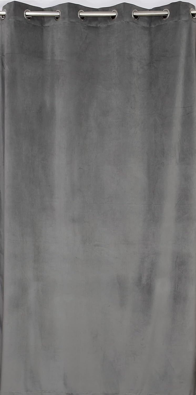 Home-Cloud Home cloud 3 Pieces Velvet Plain Semi Blackout Parda Curtains for Long Door 9 Feet Set of 3 Pcs 4 Feet x 9 Feet ColorGray  - Image 5