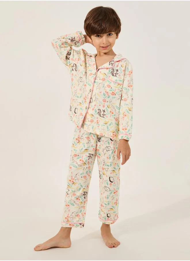 ستايلي All-Over Print Shirt and Pyjama Set