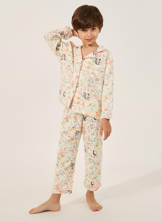 ستايلي طقم بيجامة وقميص بطبعة شاملة - Image 1