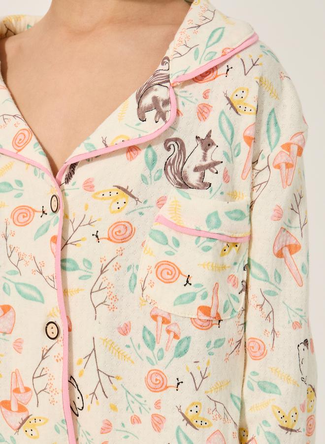 ستايلي طقم بيجامة وقميص بطبعة شاملة - Image 3