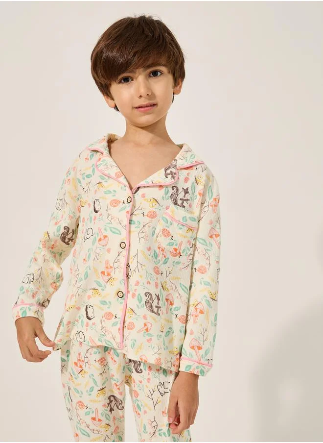 Styli All-Over Print Shirt and Pyjama Set