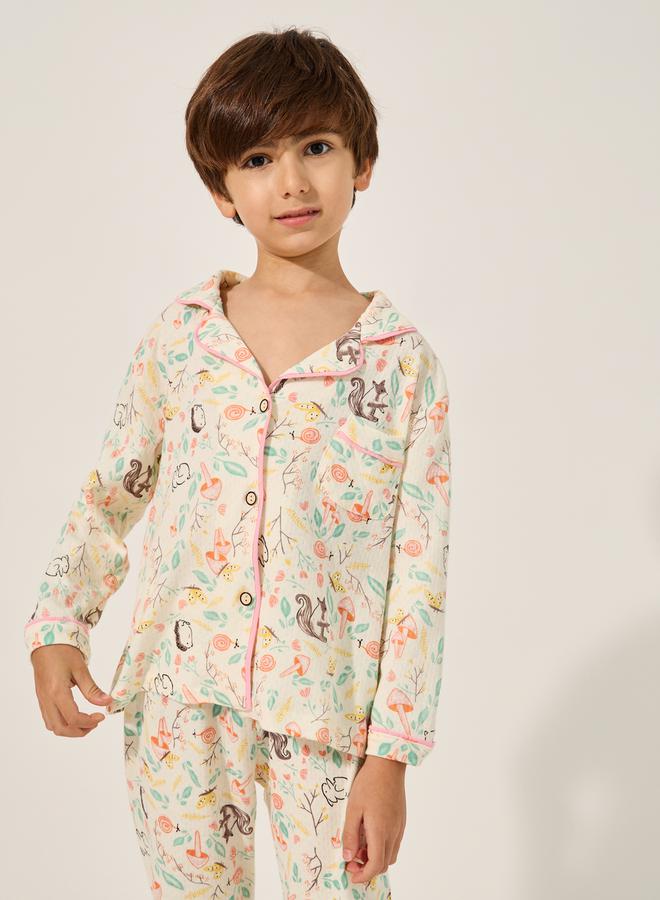 ستايلي طقم بيجامة وقميص بطبعة شاملة - Image 2