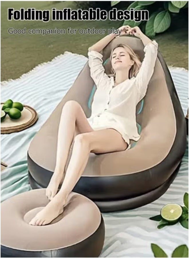 Generic Inflatable sofa outdoor lazy person inflatable seat air cushion folding sofa portable lazy person inflatable sofa can lie down  - Image 4