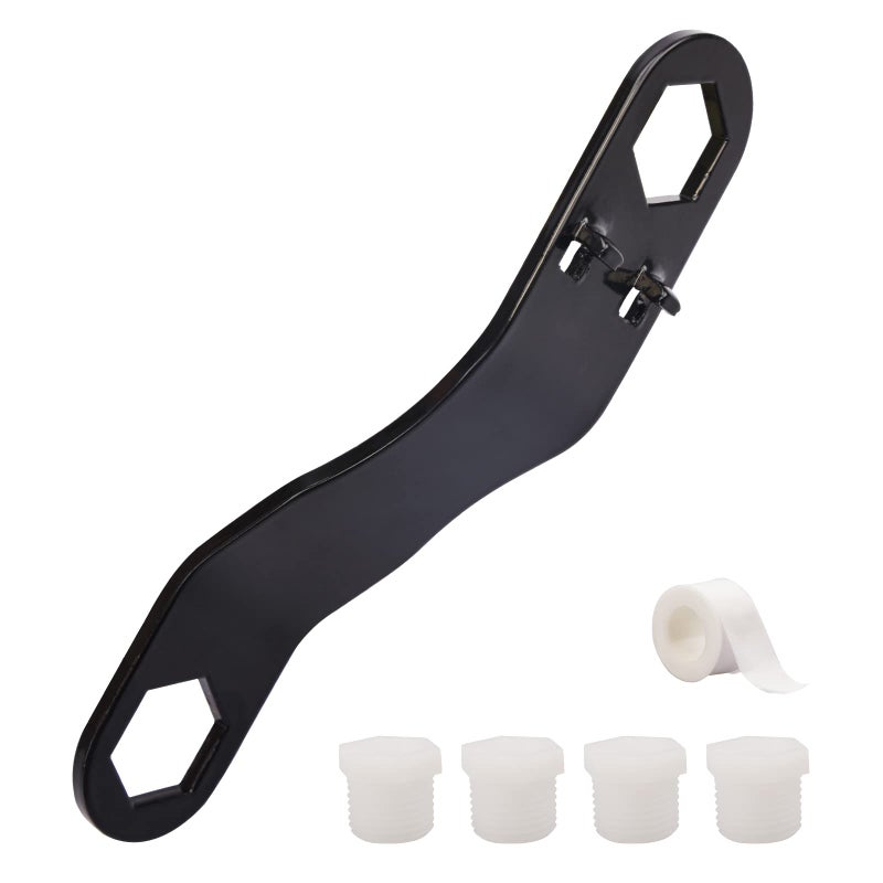 RVGUARD Water Heater Drain Plug Kit Designed for RV Camper Water Heater Drain Plugs Fits for 78 1516 Drain Plugs Include Angled Wrench 12 NPT Replacement Plugs 4 and 1 Roll PTFE Tape