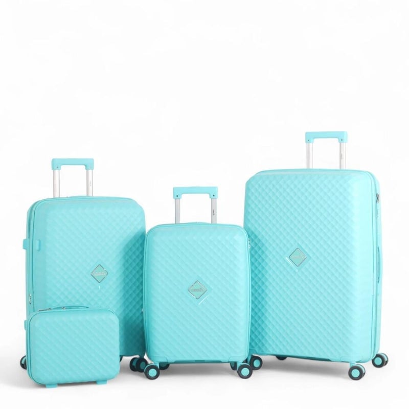 Aviator Luxury Durable 4-Piece Luggage Set (Shatterproof with Bonus Handbag) with Double Zipper Expansion Case - Image 1