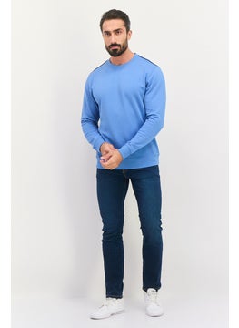 Sorbino Men Crew Neck Long Sleeve Textured Sweatshirt, Slate Blue  - Image 4