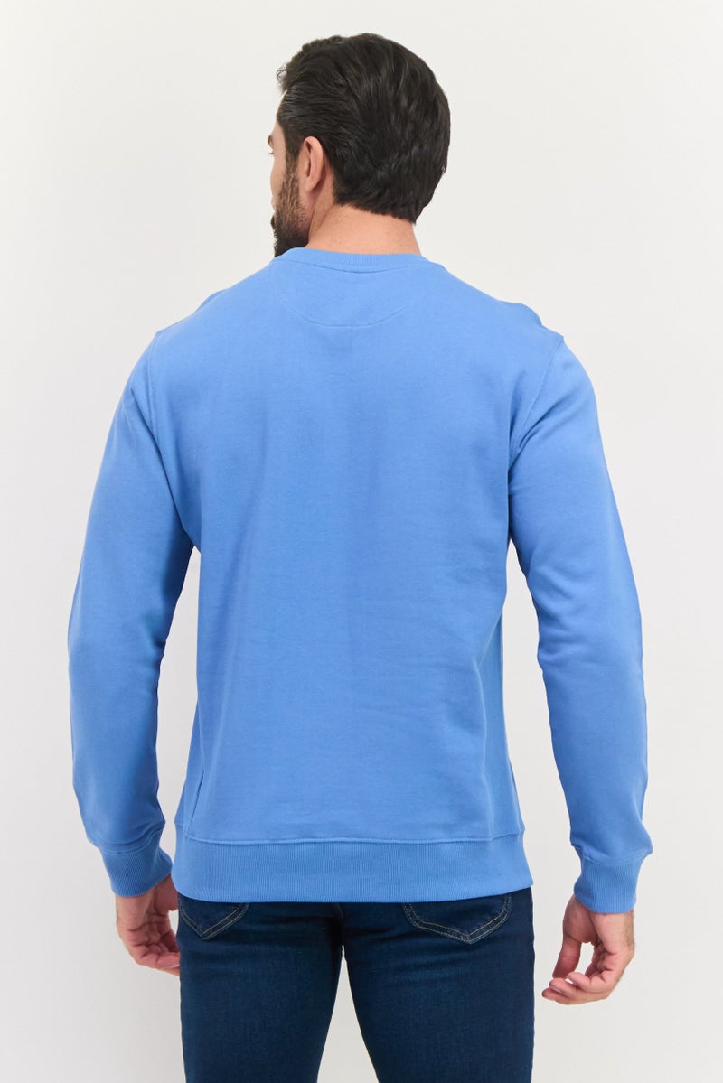 Sorbino Men Crew Neck Long Sleeve Textured Sweatshirt, Slate Blue - Image 3