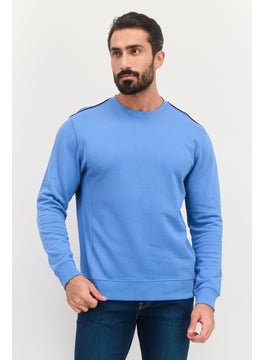 Sorbino Men Crew Neck Long Sleeve Textured Sweatshirt, Slate Blue  - Image 1