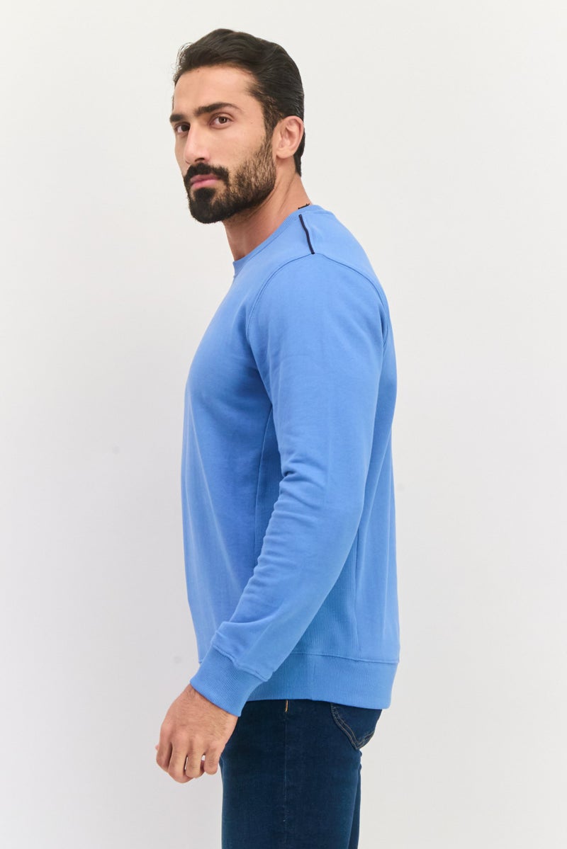 Sorbino Men Crew Neck Long Sleeve Textured Sweatshirt, Slate Blue - Image 2