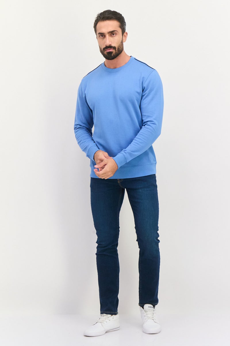 Sorbino Men Crew Neck Long Sleeve Textured Sweatshirt, Slate Blue - Image 4