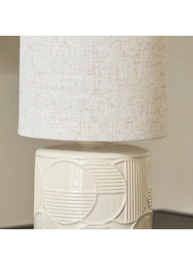 Home Box - Emzie Ceramic Table Lamp with Linen Shade - 29 cm - Image 1