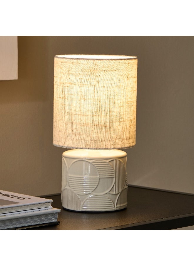 Home Box - Emzie Ceramic Table Lamp with Linen Shade - 29 cm - Image 1