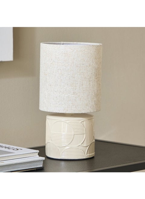 Emzie Ceramic Table Lamp with Linen Shade - 29 cm