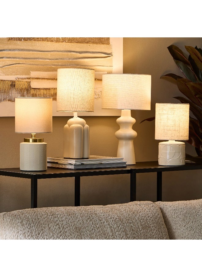 Home Box - Emzie Ceramic Table Lamp with Linen Shade - 29 cm - Image 1