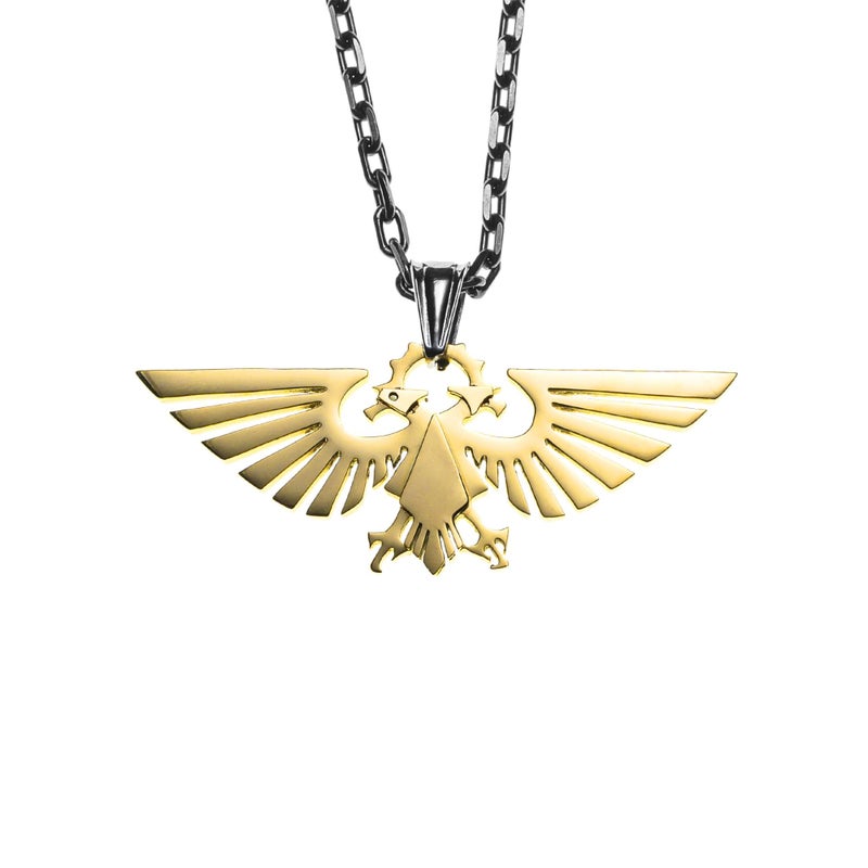 Starforged Warhammer 40000 Imperial Aquila WH40 Men's Stainless Steel Necklace Gold Plated Pendant - Image 2
