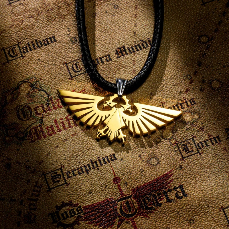 Starforged Warhammer 40000 Imperial Aquila WH40 Men's Stainless Steel Necklace Gold Plated Pendant - Image 5