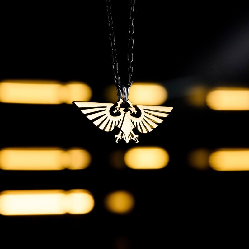 Starforged Warhammer 40000 Imperial Aquila WH40 Men's Stainless Steel Necklace Gold Plated Pendant - Image 4